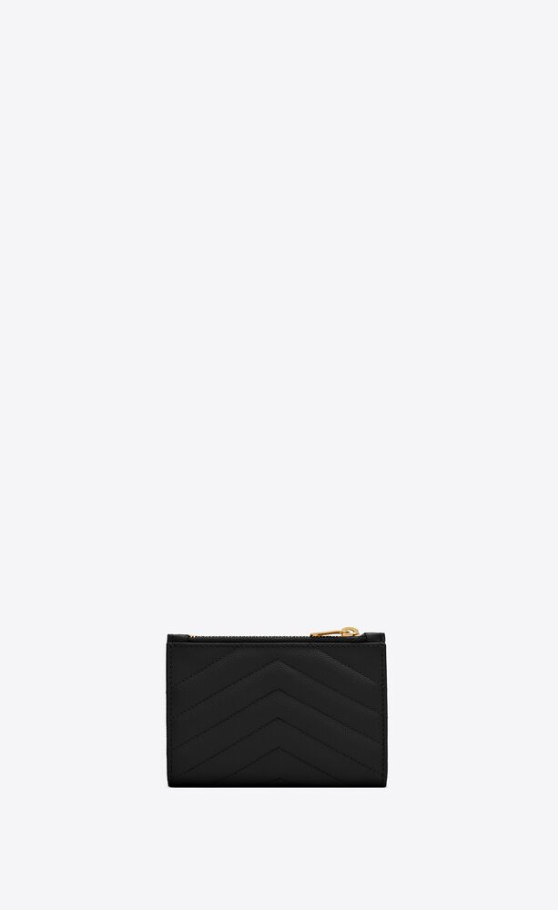 Saint Laurent Fragments Monogram Zip Cardholder - Black