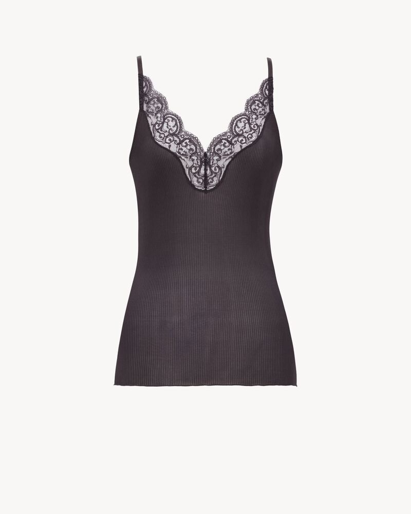 laced tank top in ribbed silk jersey