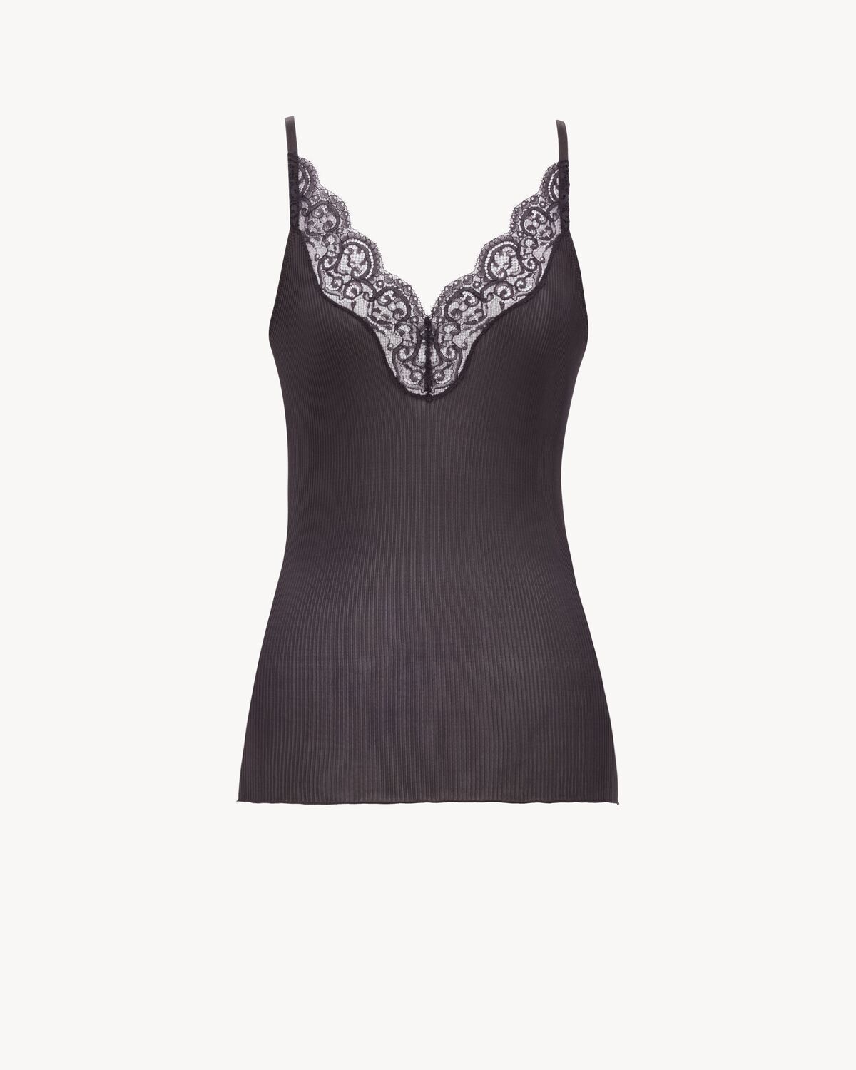 laced tank top in ribbed silk jersey