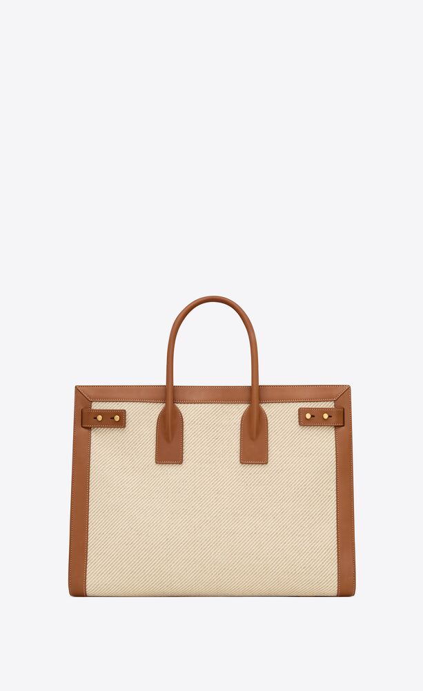 sac de jour thin large in canvas and leather