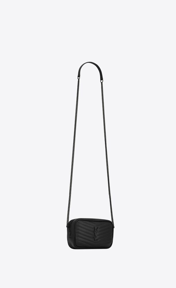 Saint Laurent Lou Mini Matelassé Leather Shoulder Bag in Black