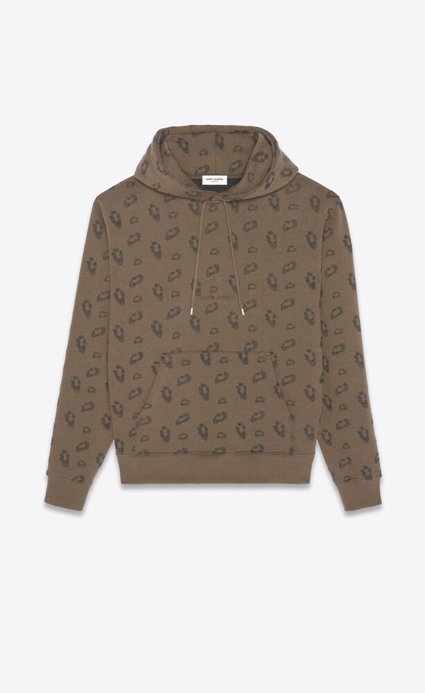 saint laurent rive gauche hoodie in leopard jacquard