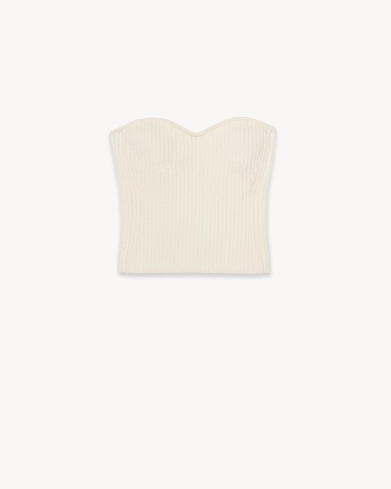 Sweetheart bustier in micro cable-knit wool felt | Saint Laurent Romania | YSL.com sweetheart bustier in micro cable-knit wool... 