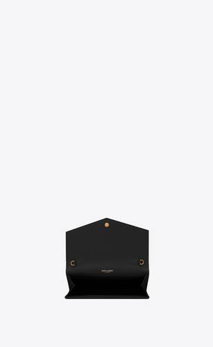 Saint Laurent UPTOWN chain wallet in grain de poudre embossed leather  YSL607788-black