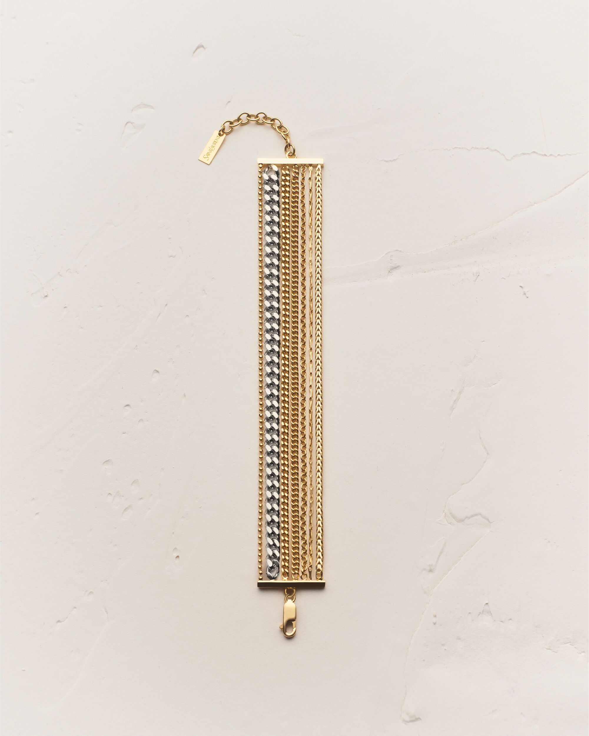 multi-chain bracelet in 18K yellow gold and 18K grey gold