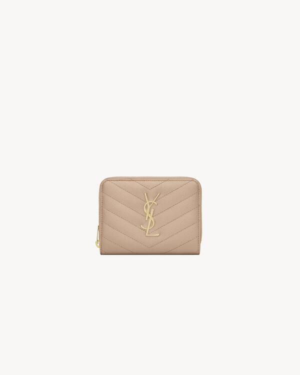 CASSANDRE MATELASSE compact zip around wallet in grain de poudre leather Saint Laurent YSL