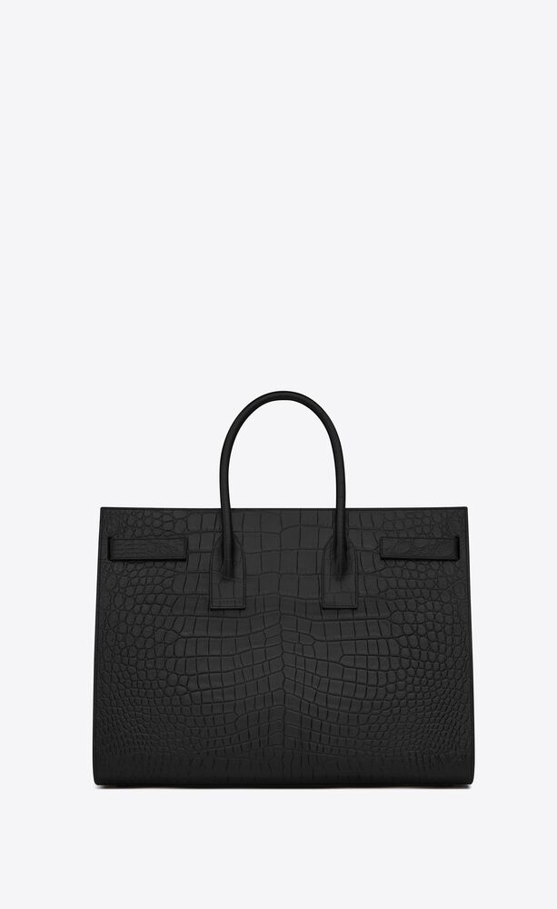 Sac De Jour Nano Croc Effect Leather Tote Bag in Black - Saint Laurent