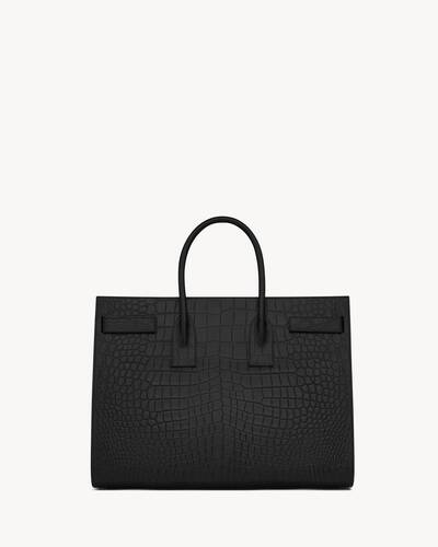 sac de jour large in crocodile-embossed leather