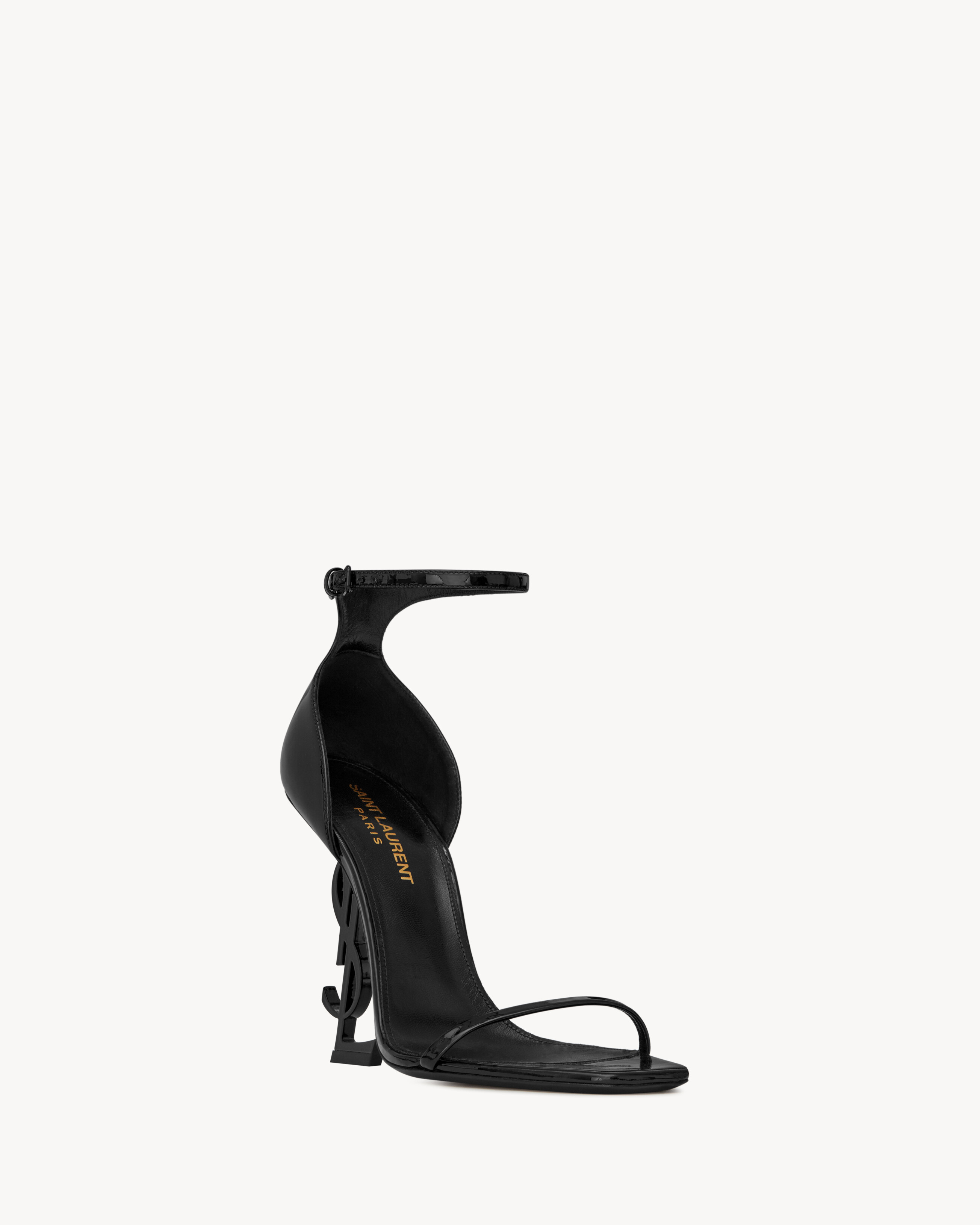opyum sandales en cuir verni en Noir Saint Laurent YSL FR-FR