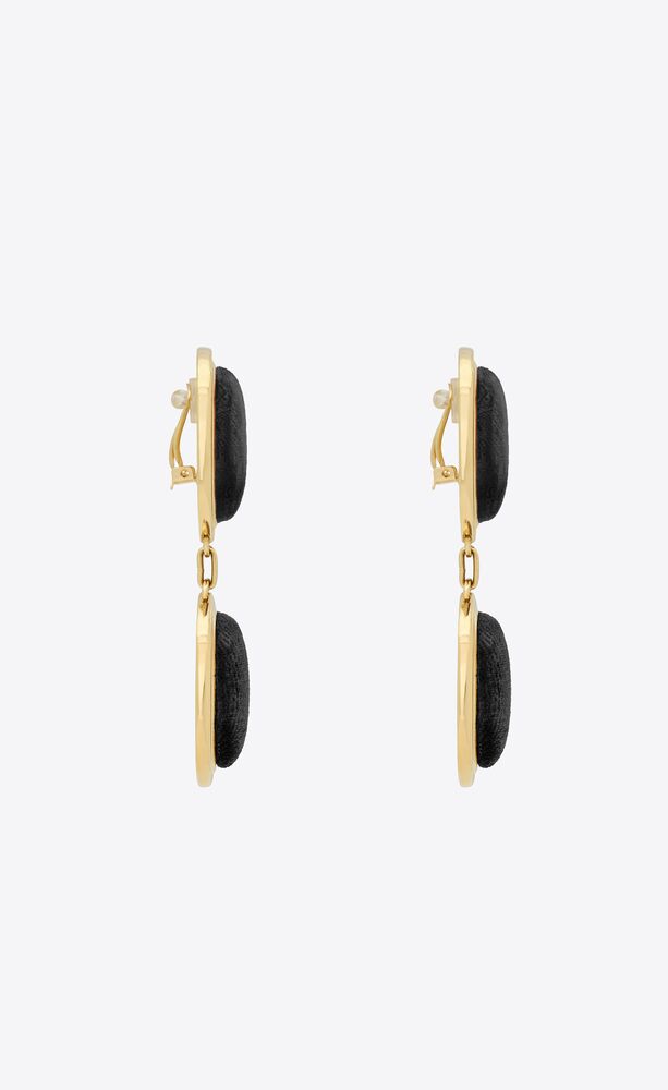 Twin-square earrings in velvet and metal | Saint Laurent | YSL.com