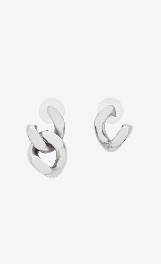 asymmetrical curb chain earrings in metal