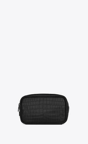 tiny cassandre small grooming case in crocodile-embossed matte leather