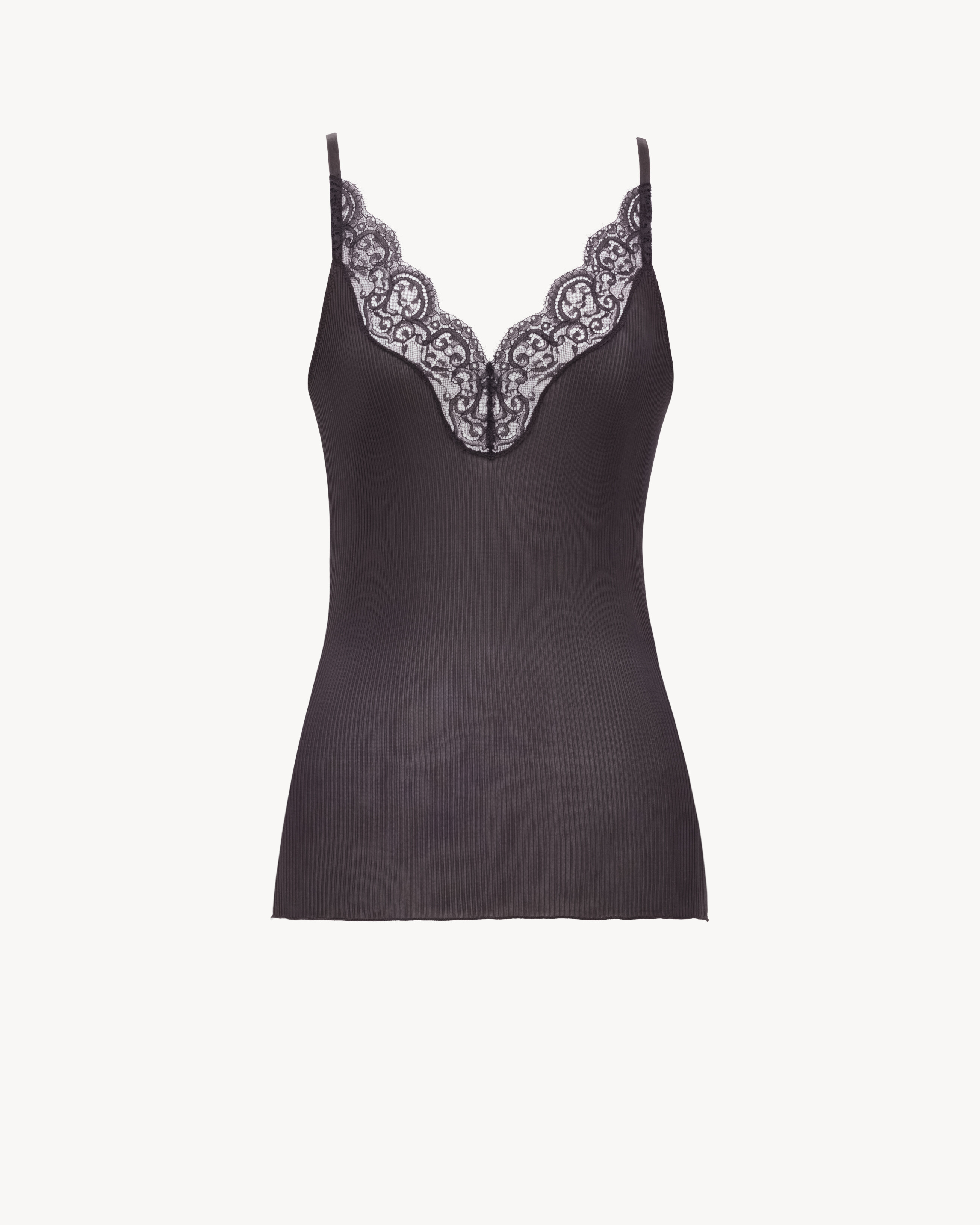 Laced Tank Top in Ribbed Silk Jersey