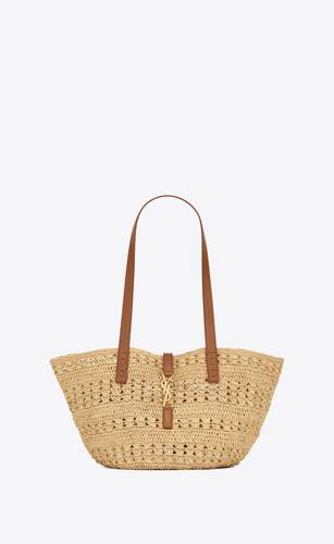 panier small bag in crochet raffia and smooth leather 