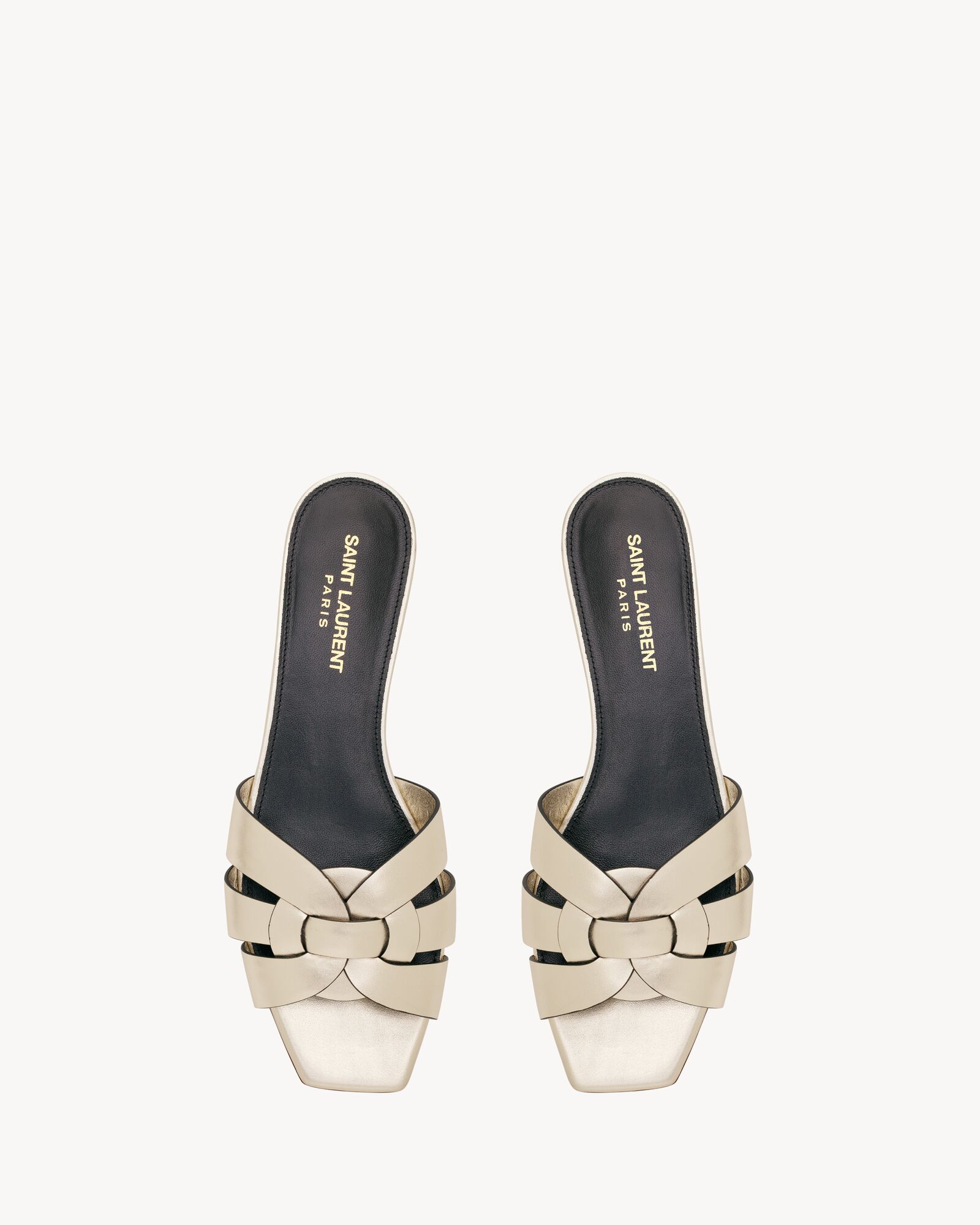 TRIBUTE mules in metallic leather — 5727350PS007100