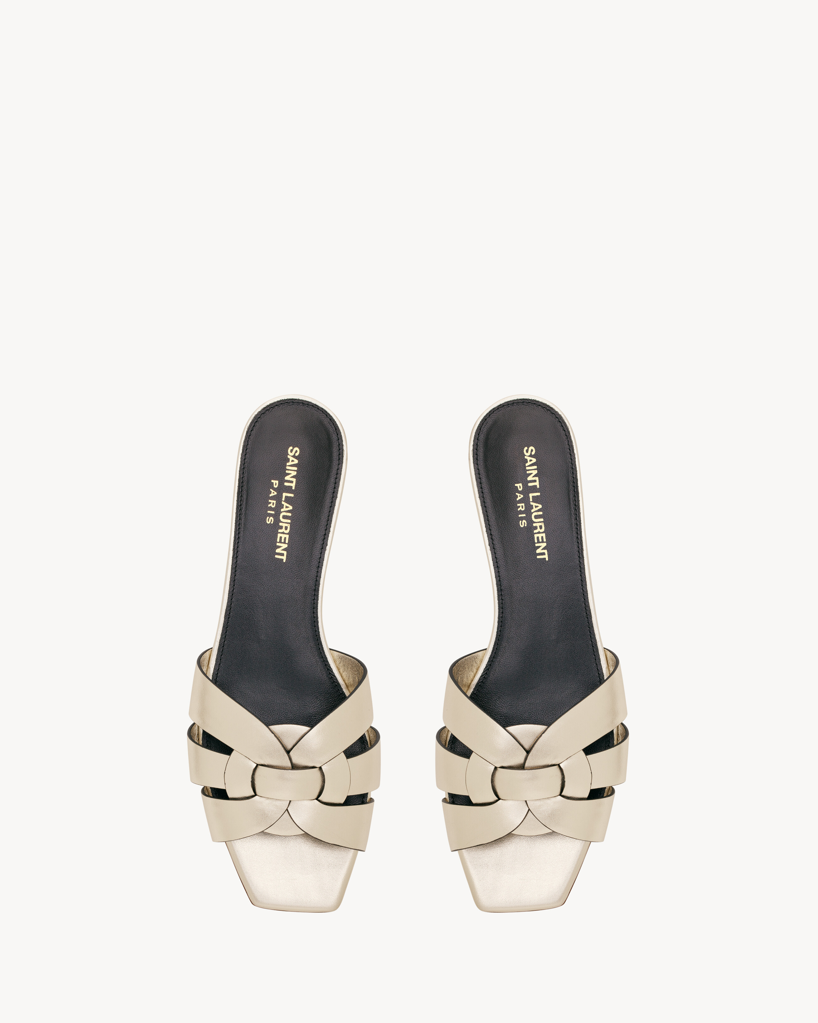 TRIBUTE mules in metallic leather