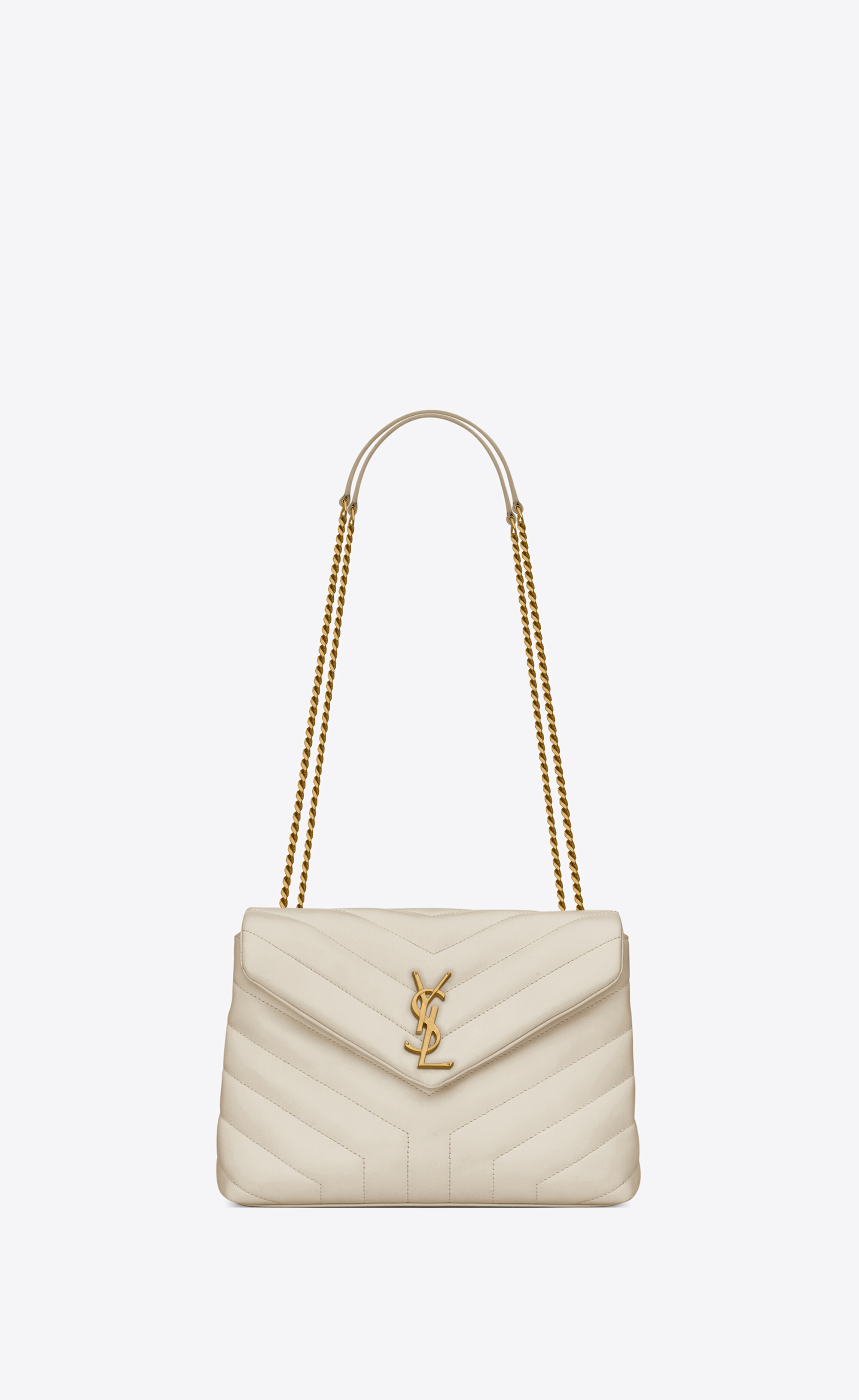 Saint Laurent beige Small Loulou Matelassé Shoulder Bag