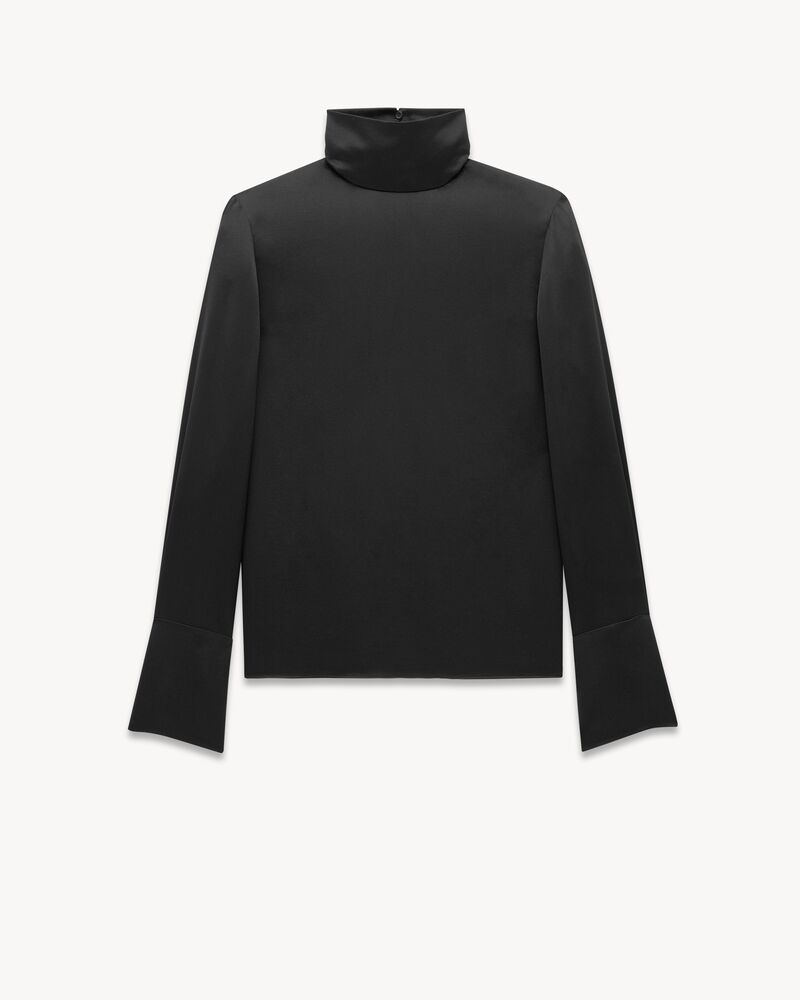 turtleneck blouse in silk satin