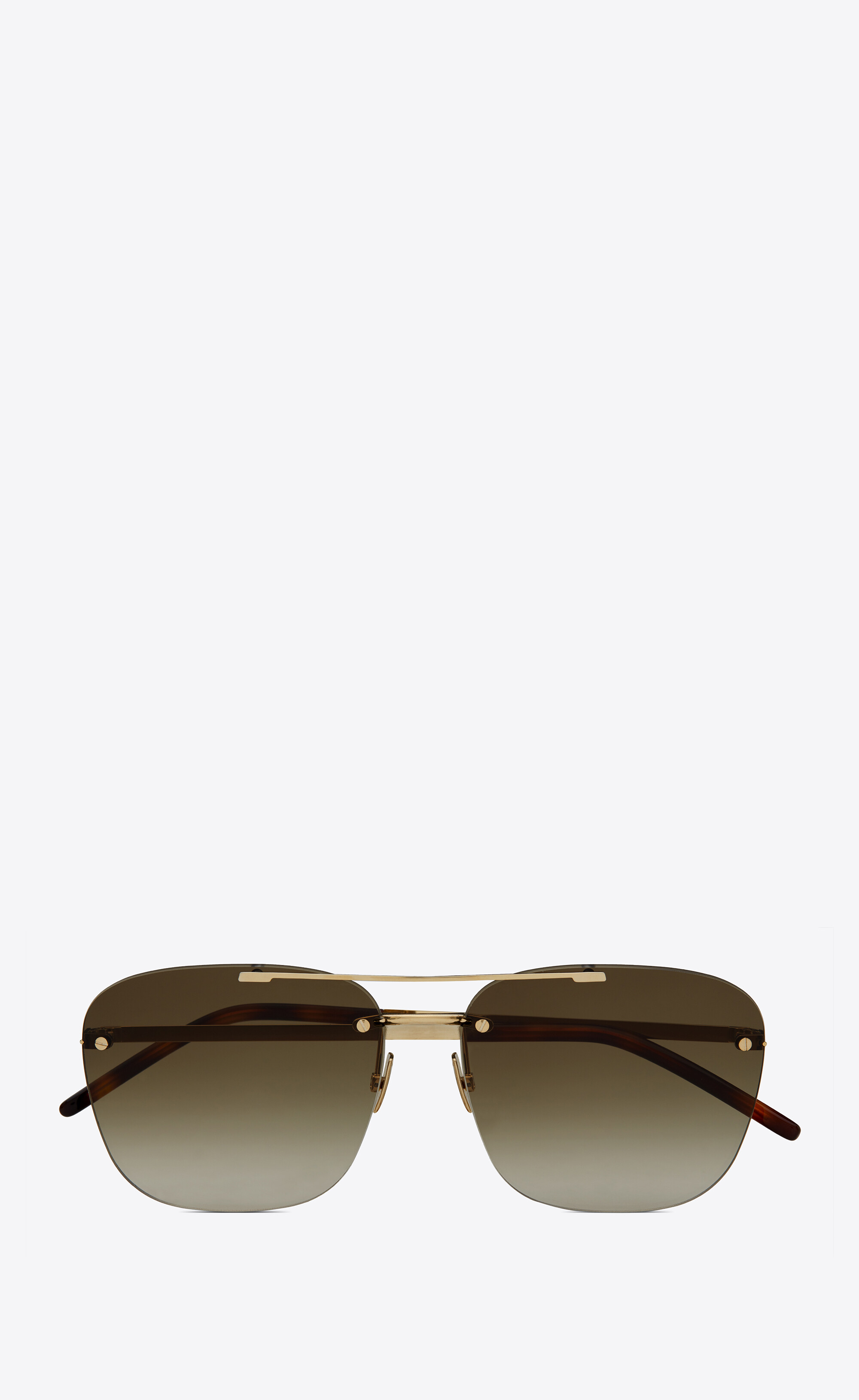 Saint Laurent YSL Rimless Square Metal Sunglasses