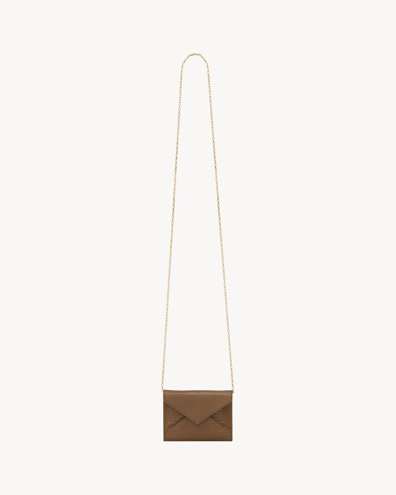 LETTER chain card case in lizard