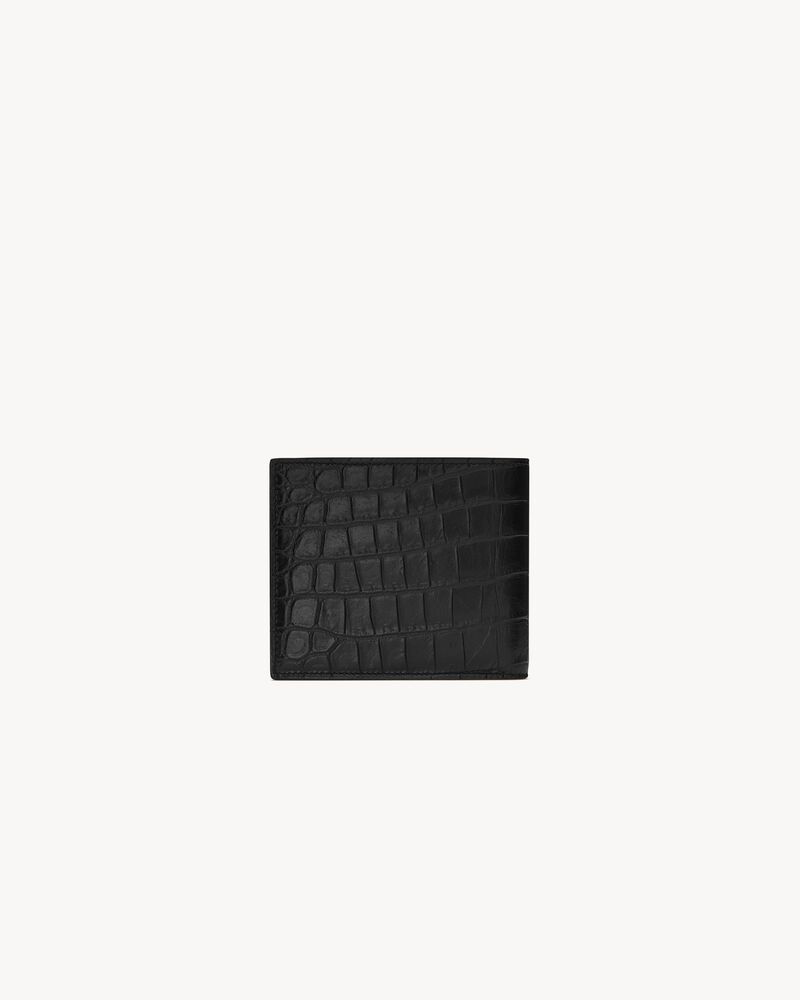 TINY CASSANDRE East/West wallet in CROCODILE-EMBOSSED matte leather