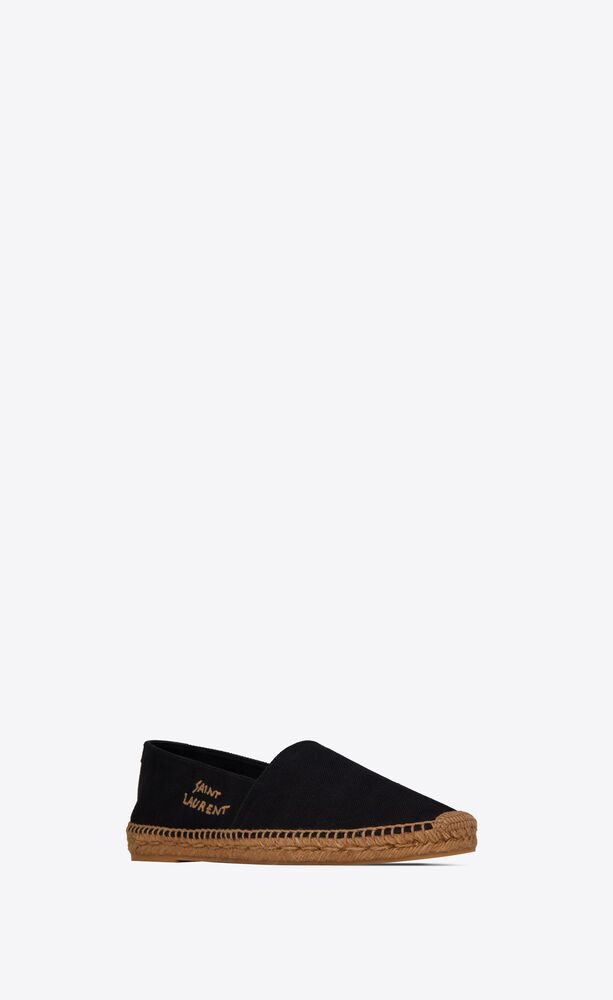 YSL Saint Laurent Black Leather Espadrille Flat Shoes (Size 37)