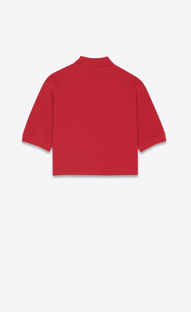 cropped polo shirt in cotton piqué