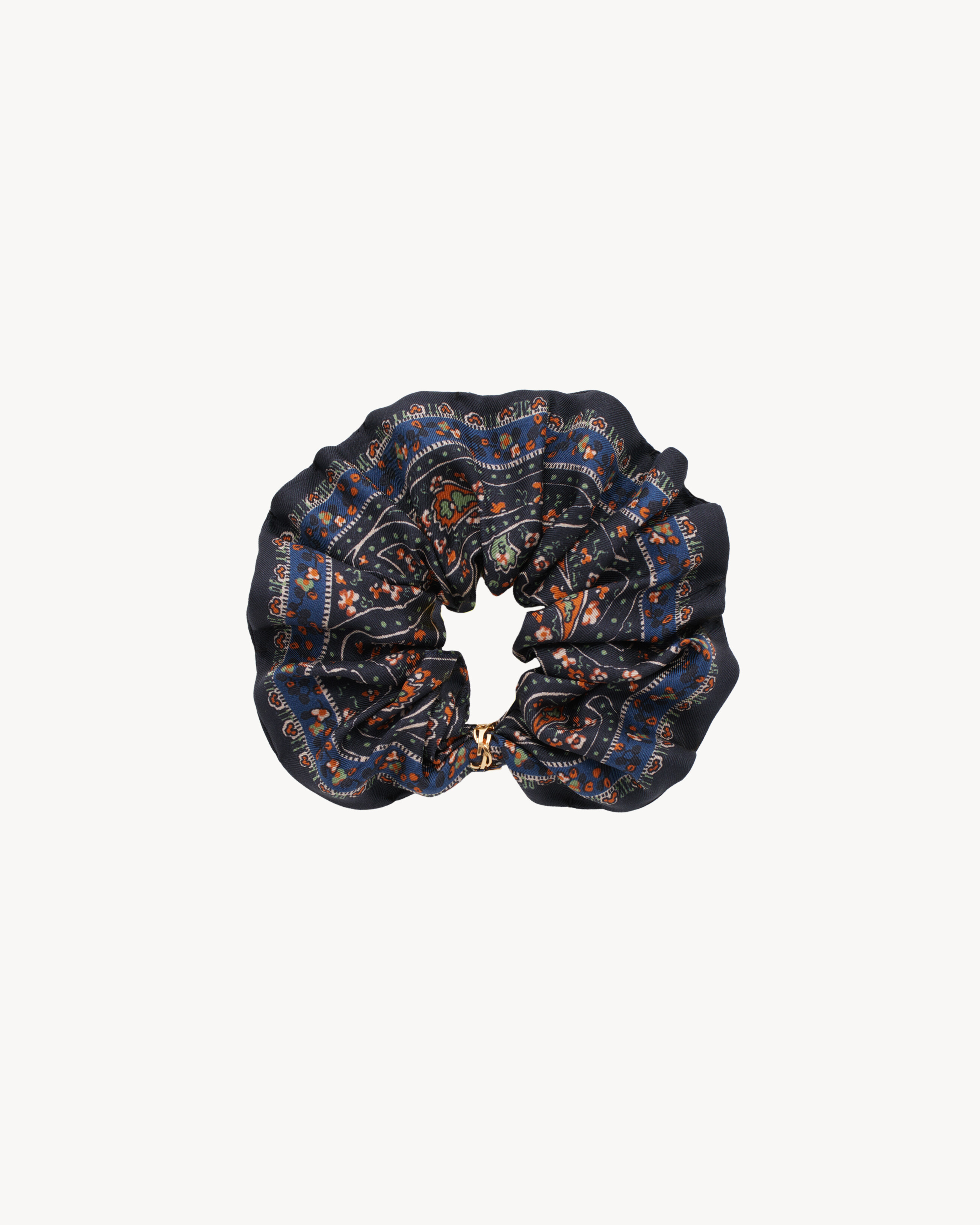 CASSANDRE scrunchie in paisley silk twill