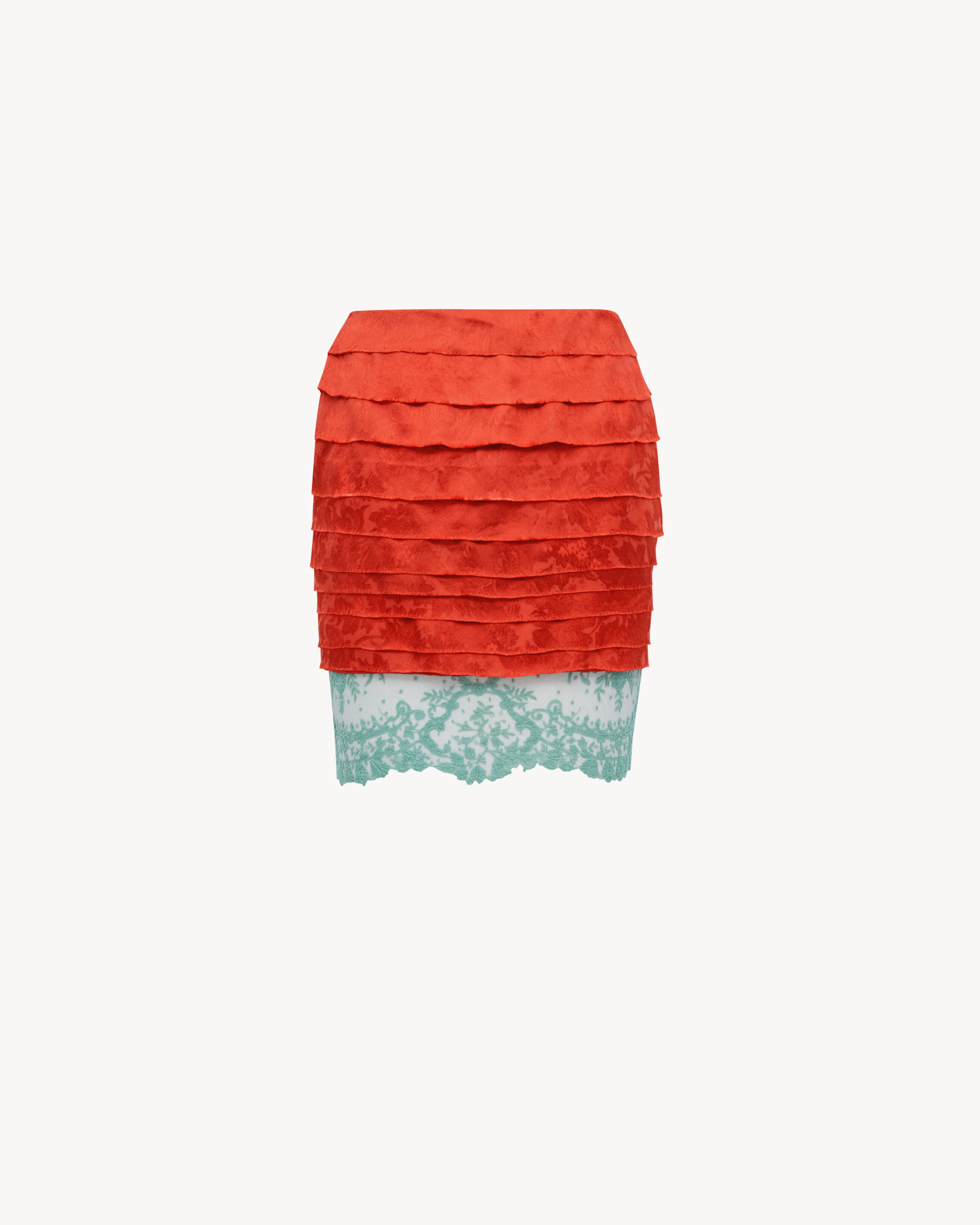 mini skirt in jacquard and lace