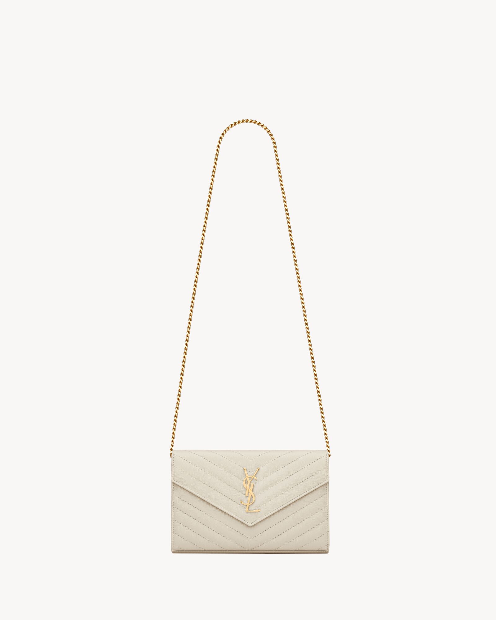 CLASSIC CASSANDRE CHAIN WALLET IN GRAIN DE POUDRE LEATHER — 377828BOW019207