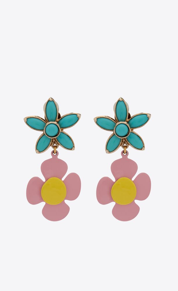Flower pendant earrings
