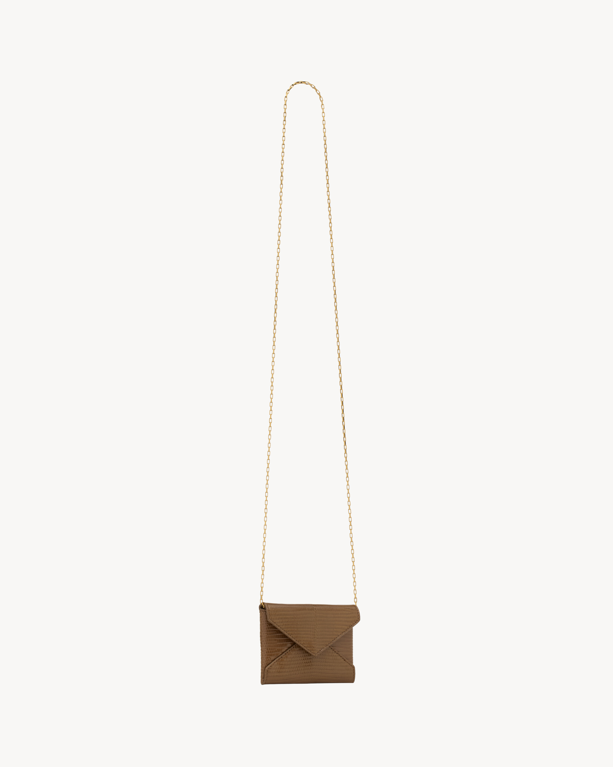 LETTER chain card case in lizard