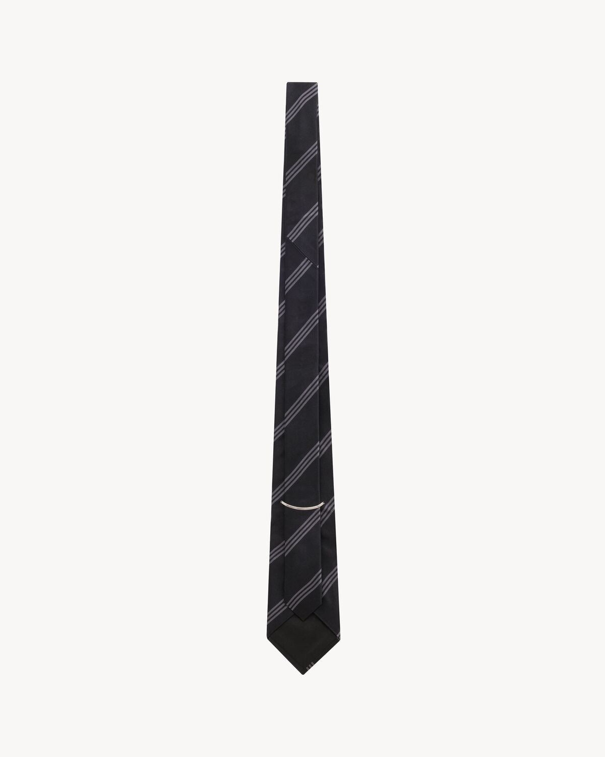 wide tie in striped silk satin