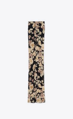 pantalones de corte acampanado de georgette de seda con motivo floral