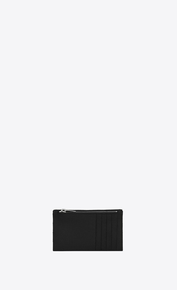 Saint Laurent Cassandre Zip Cardholder In Quilted Leather in White