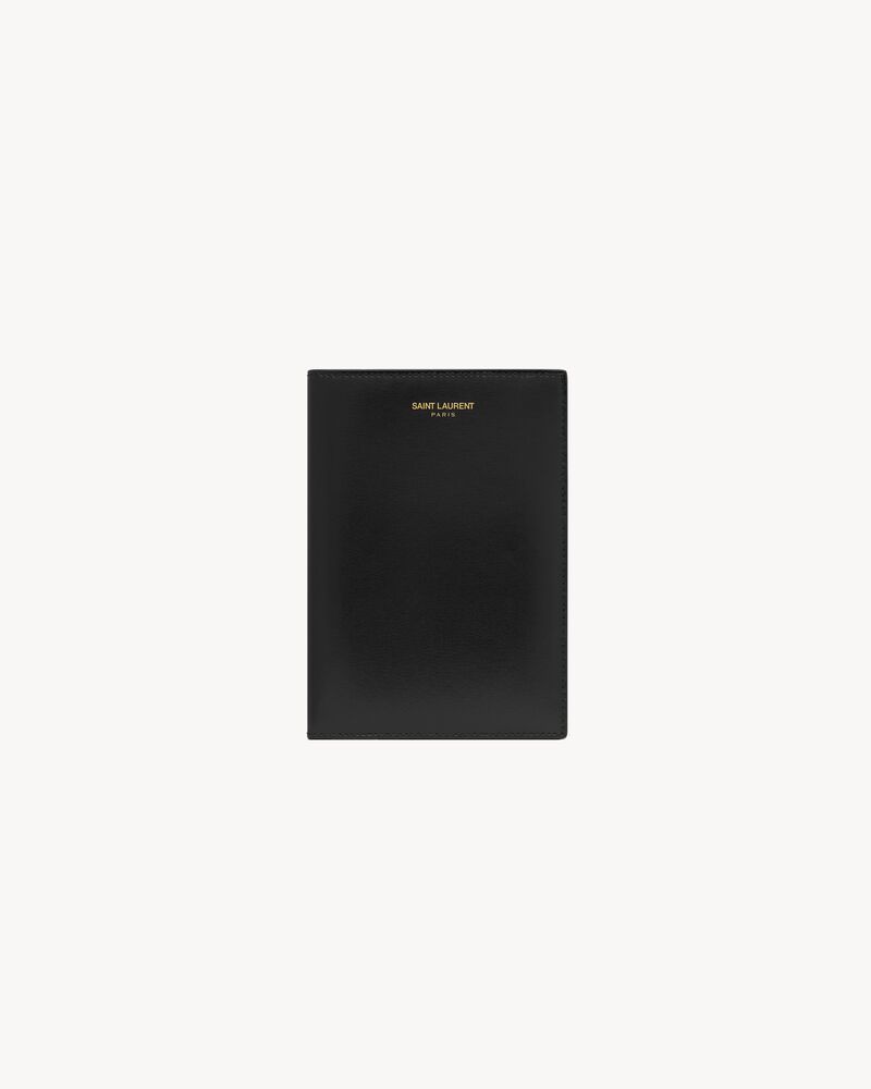 SAINT LAURENT PARIS PASSPORT CASE IN LACQUERED LEATHER