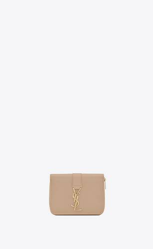 ysl line compact zippered wallet in grained leather