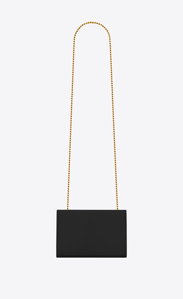 Saint Laurent Black Smooth Calfskin Leather Small Classic Monogram Kate  Tassel Chain Bag