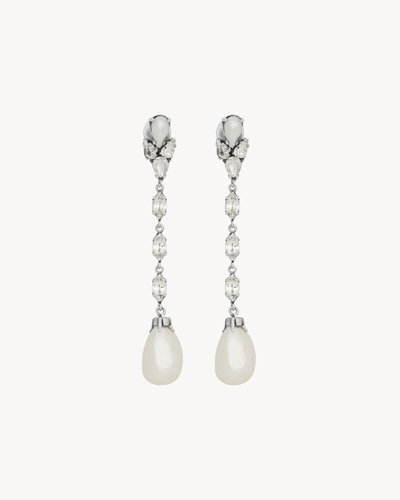 pearl drop earrings in metal