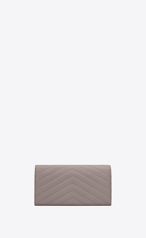 Saint Laurent Large Monogram Flap Wallet - Grey