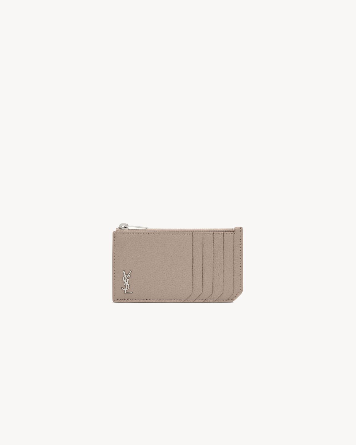TINY CASSANDRE FRAGMENTS ZIPPED CARD CASE IN GRAINED LEATHER