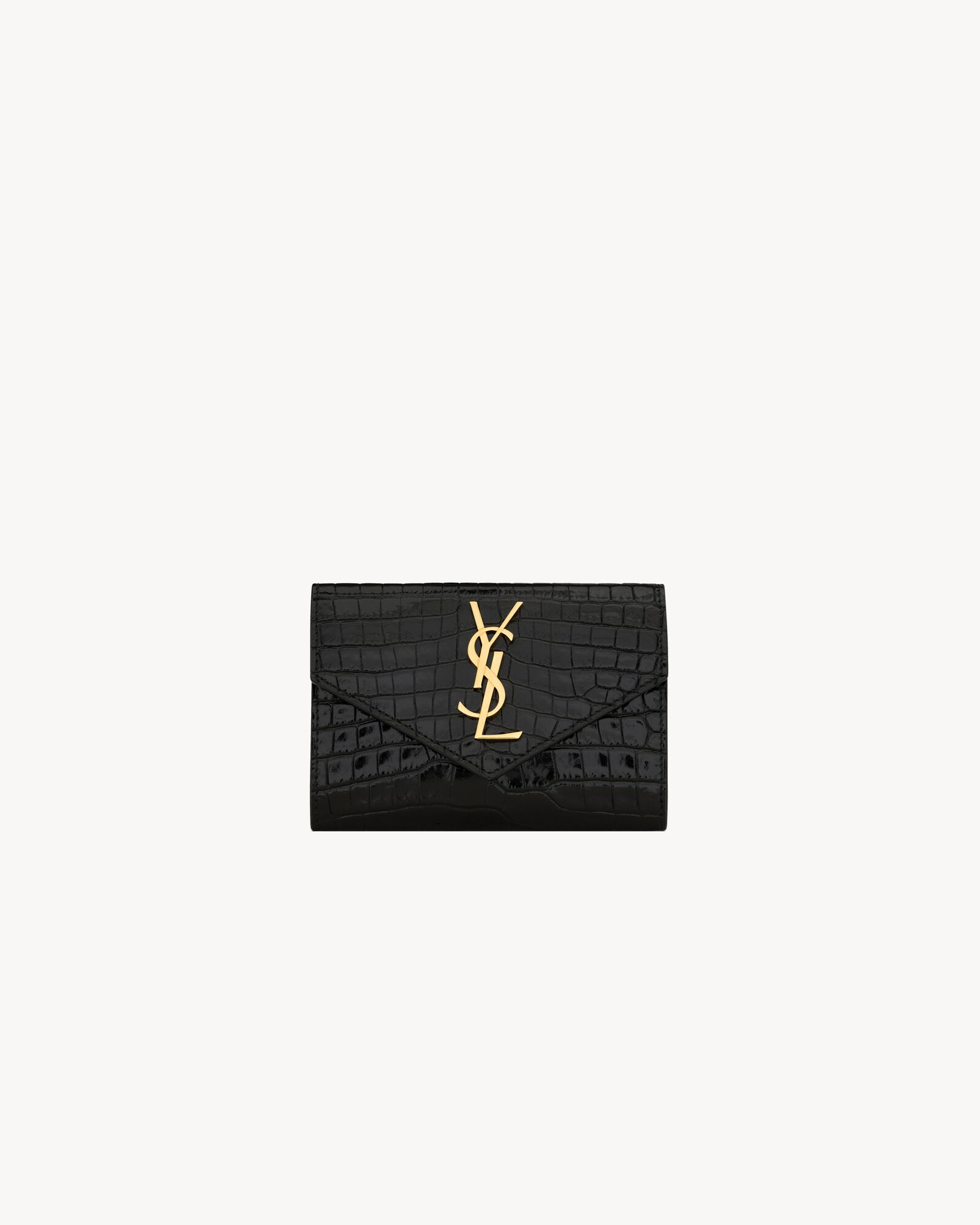 カサンドラ スモール エンベロープウォレット（シャイニークロコダイル エンボスレザー） | Saint Laurent