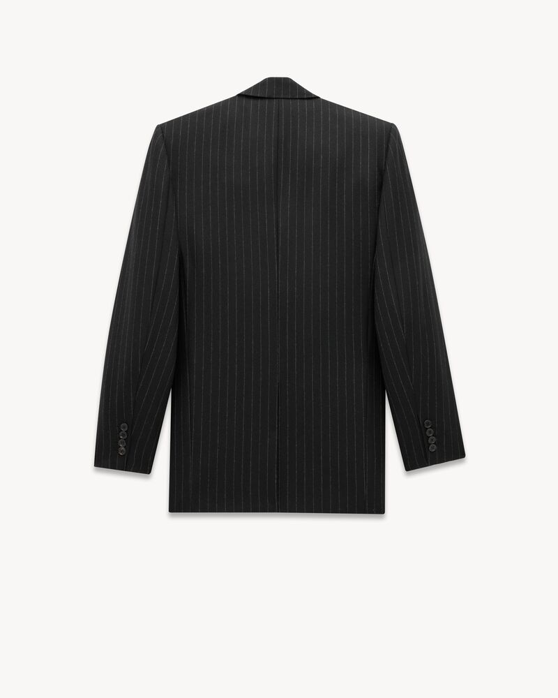 jacket in striped wool gabardine