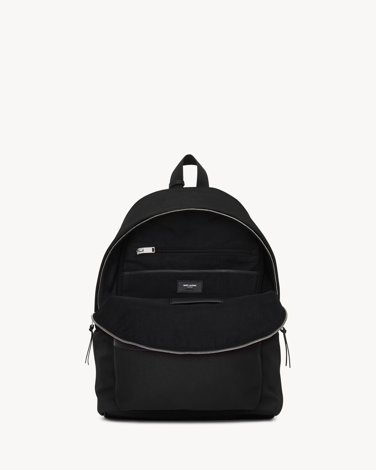 city backpack in canvas, nylon and leather