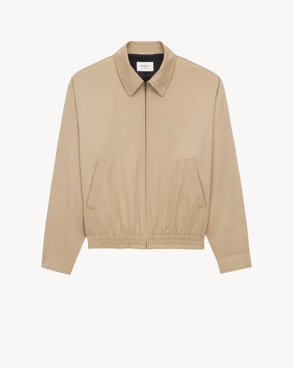 short jacket in cotton serge in Beige | Saint Laurent | YSL EN-GB