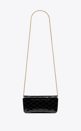 gaby chain phone holder in quilted patent leather