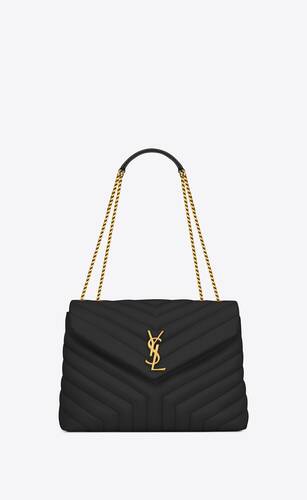 Ysl Calfskin Y Quilted Monogram Loulou Backpack Black Leather, Small