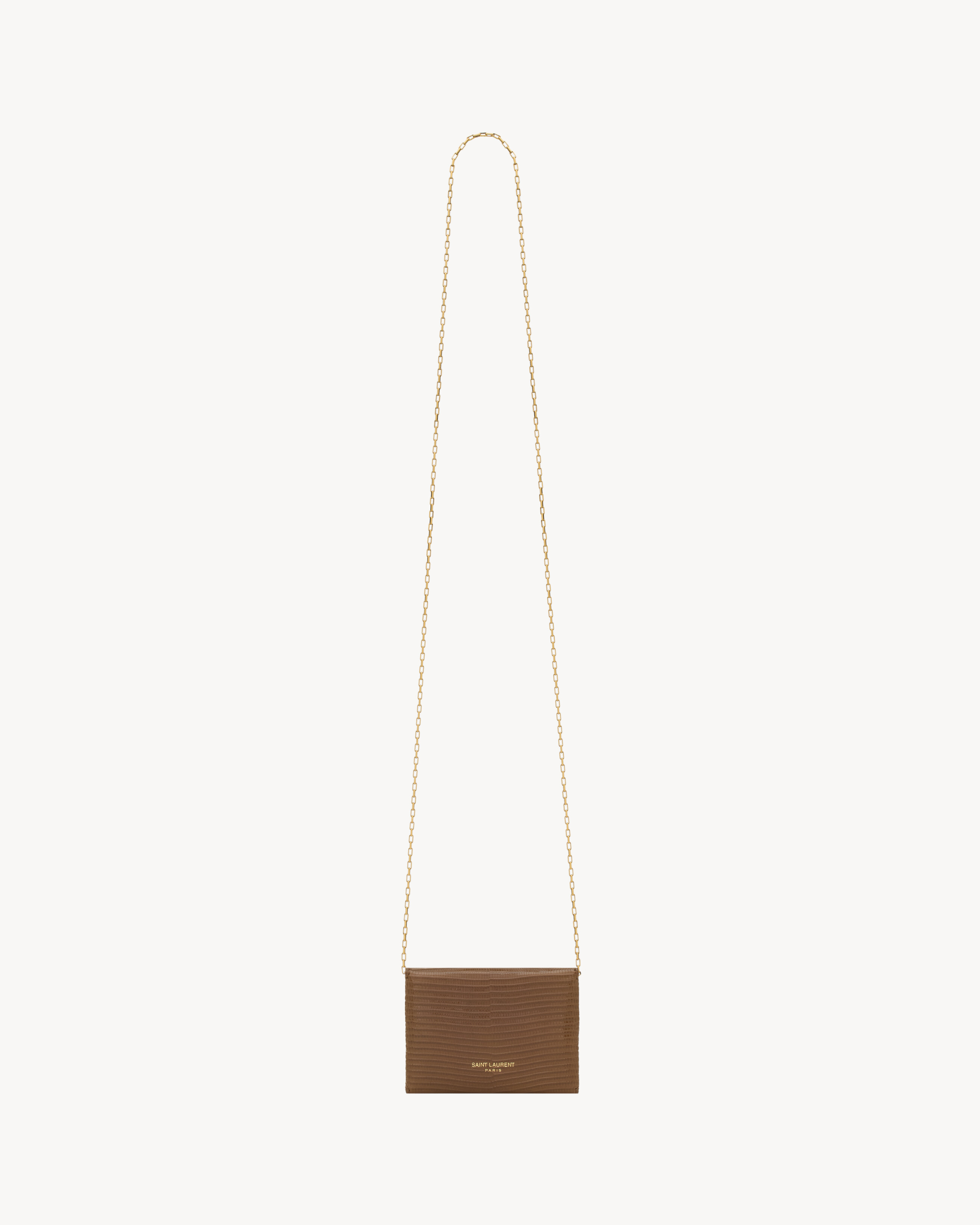 LETTER chain card case in lizard