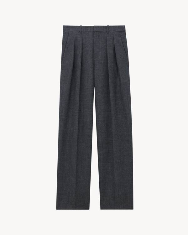 low-waisted pants in wool chiné | Saint Laurent | YSL US