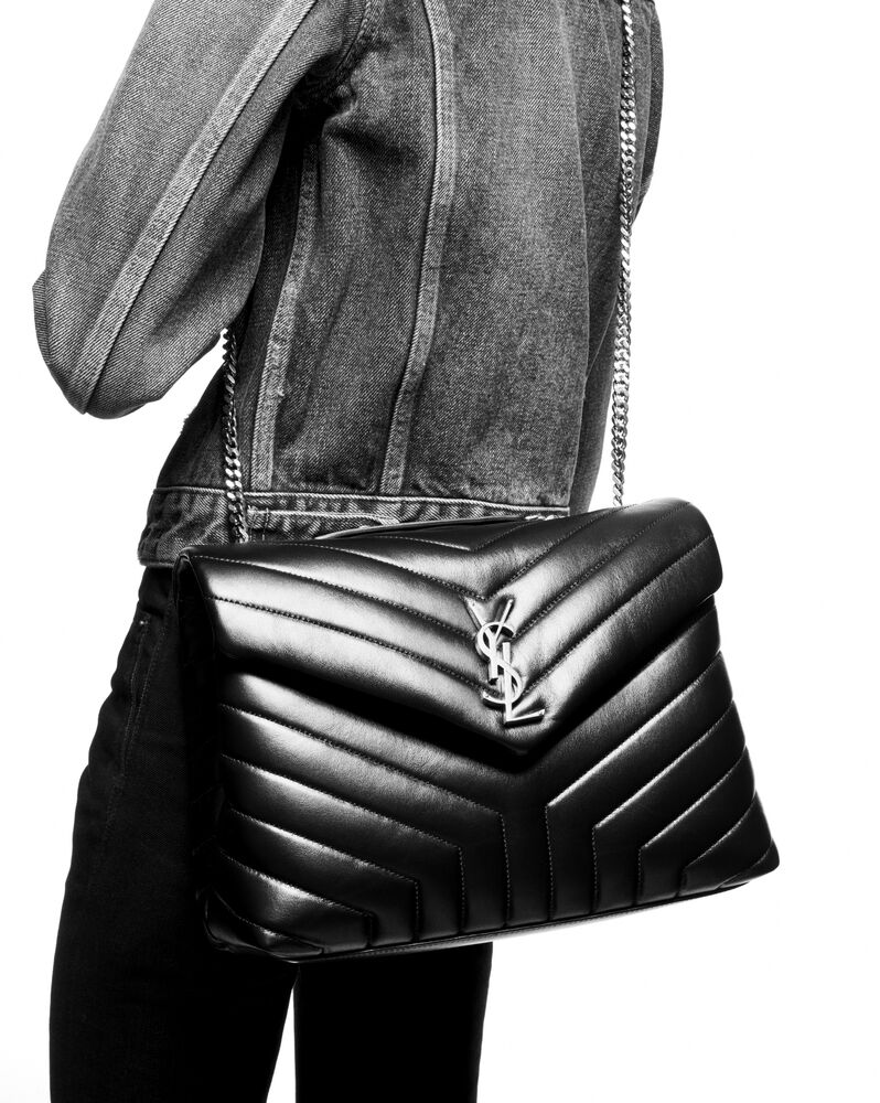 saint laurent medium lou chain strap quilted leather satchel